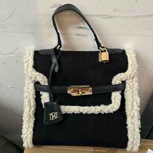 Brand New BADGLEY MISCHKA Fur Border Satchel